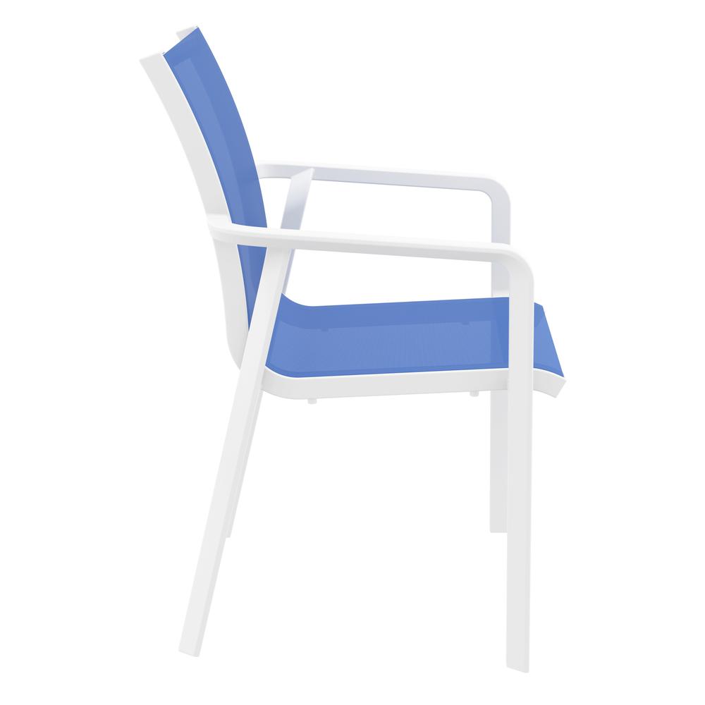 Pacific Sling Arm Chair White Frame Blue Sling, Set of 2. Picture 4