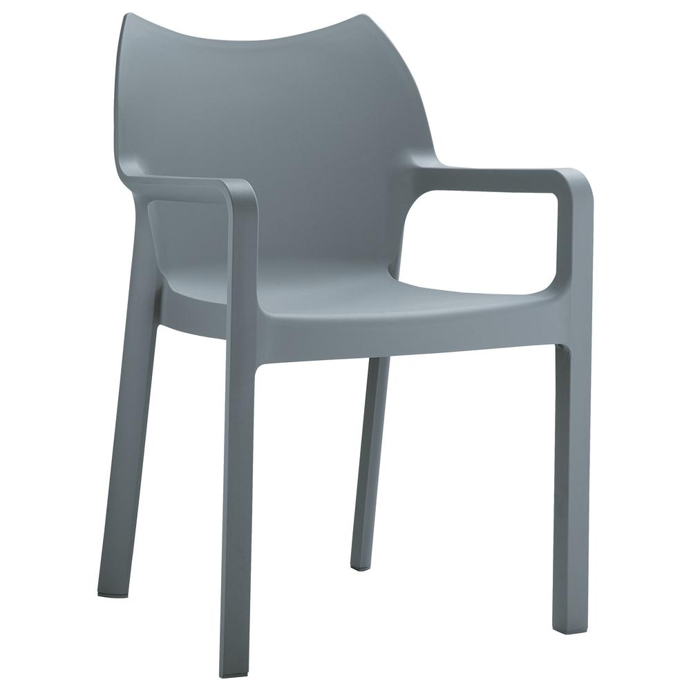 Resin Outdoor Dining Arm Chair, Set of 2, Dark Gray, Belen Kox. Picture 1