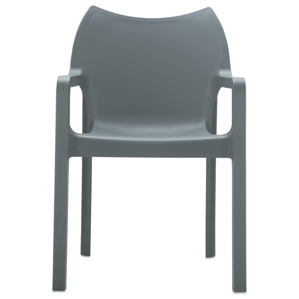 Diva Resin Outdoor Dining Arm Chair Dark Gray, Set of 2. Picture 3