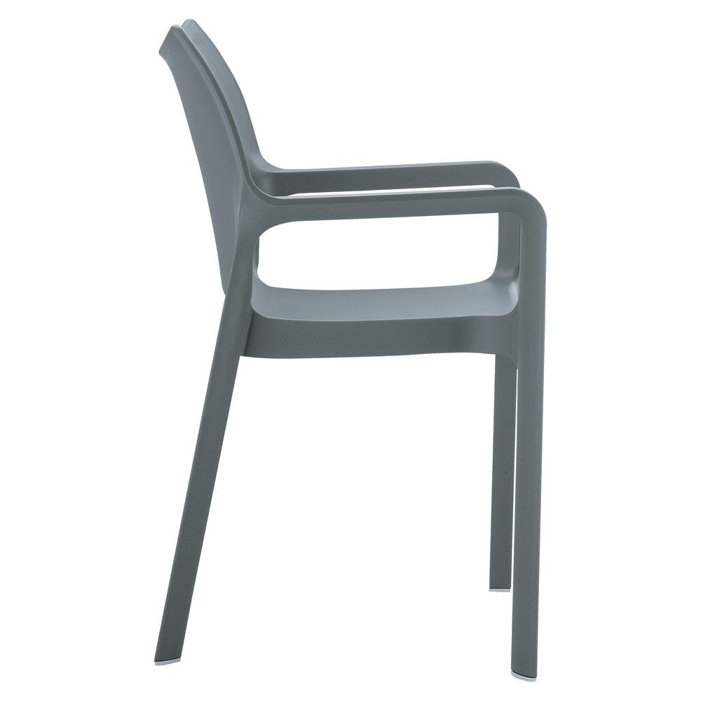 Resin Outdoor Dining Arm Chair, Set of 2, Dark Gray, Belen Kox. Picture 4