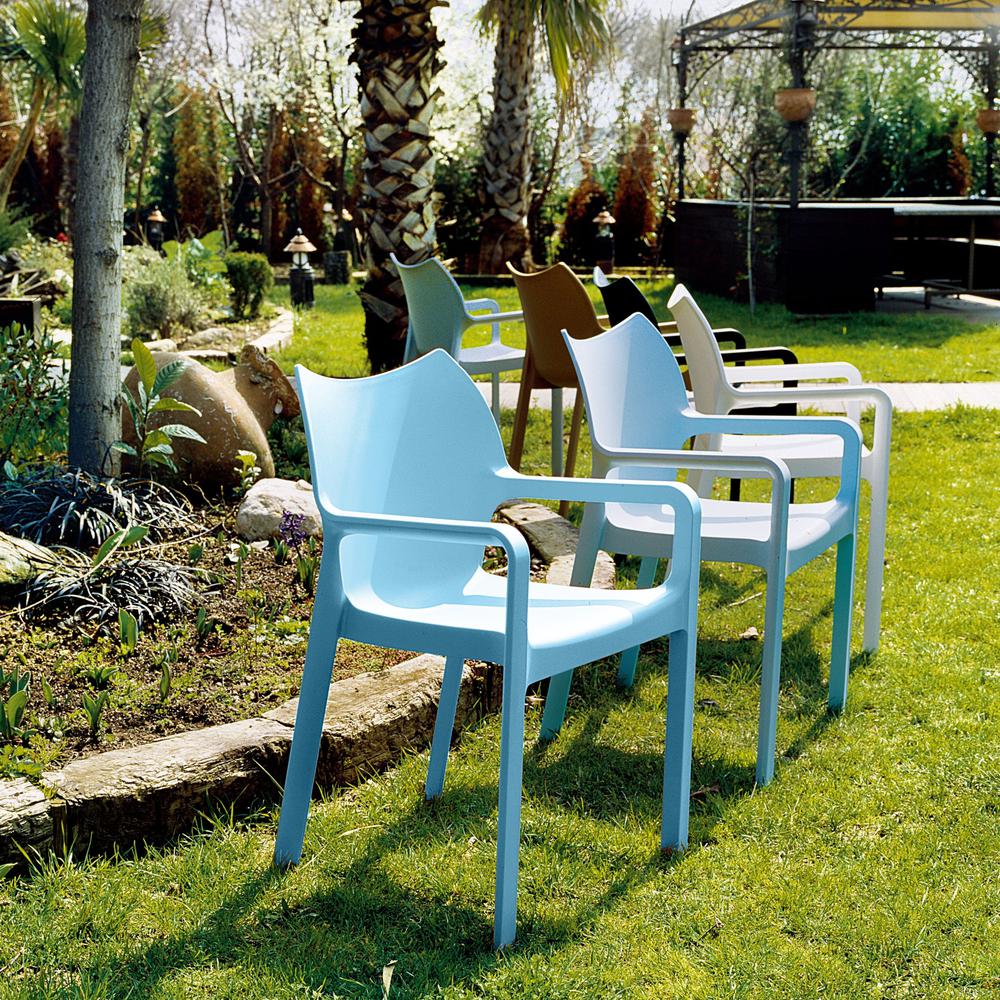 Resin Outdoor Dining Arm Chair, Set of 2, Light Blue, Belen Kox. Picture 2
