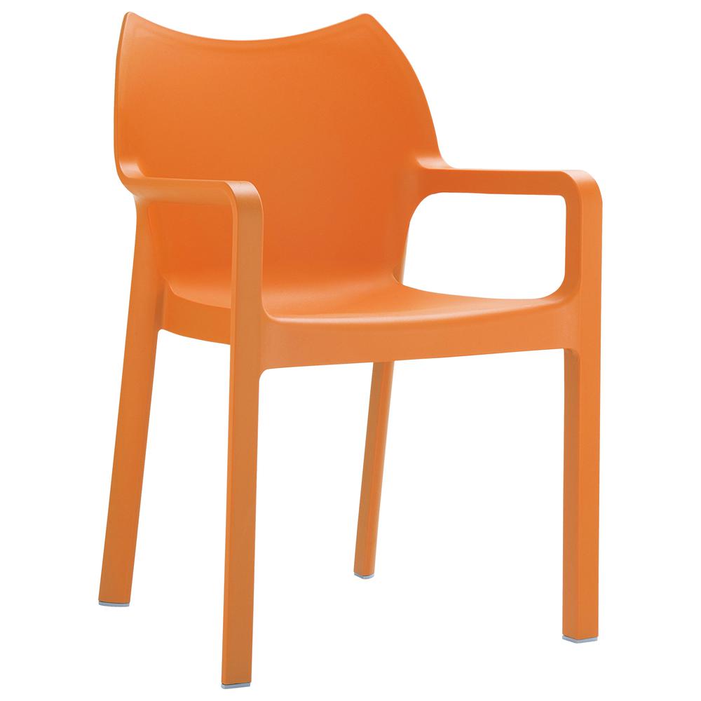 Diva Resin Outdoor Dining Arm Chair Orange, Set of 2. Picture 1