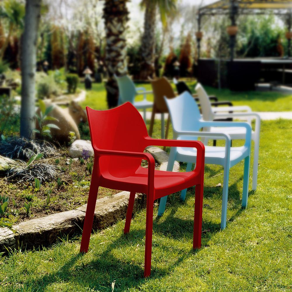 Resin Outdoor Dining Arm Chair, Set of 2, Red, Belen Kox. Picture 3