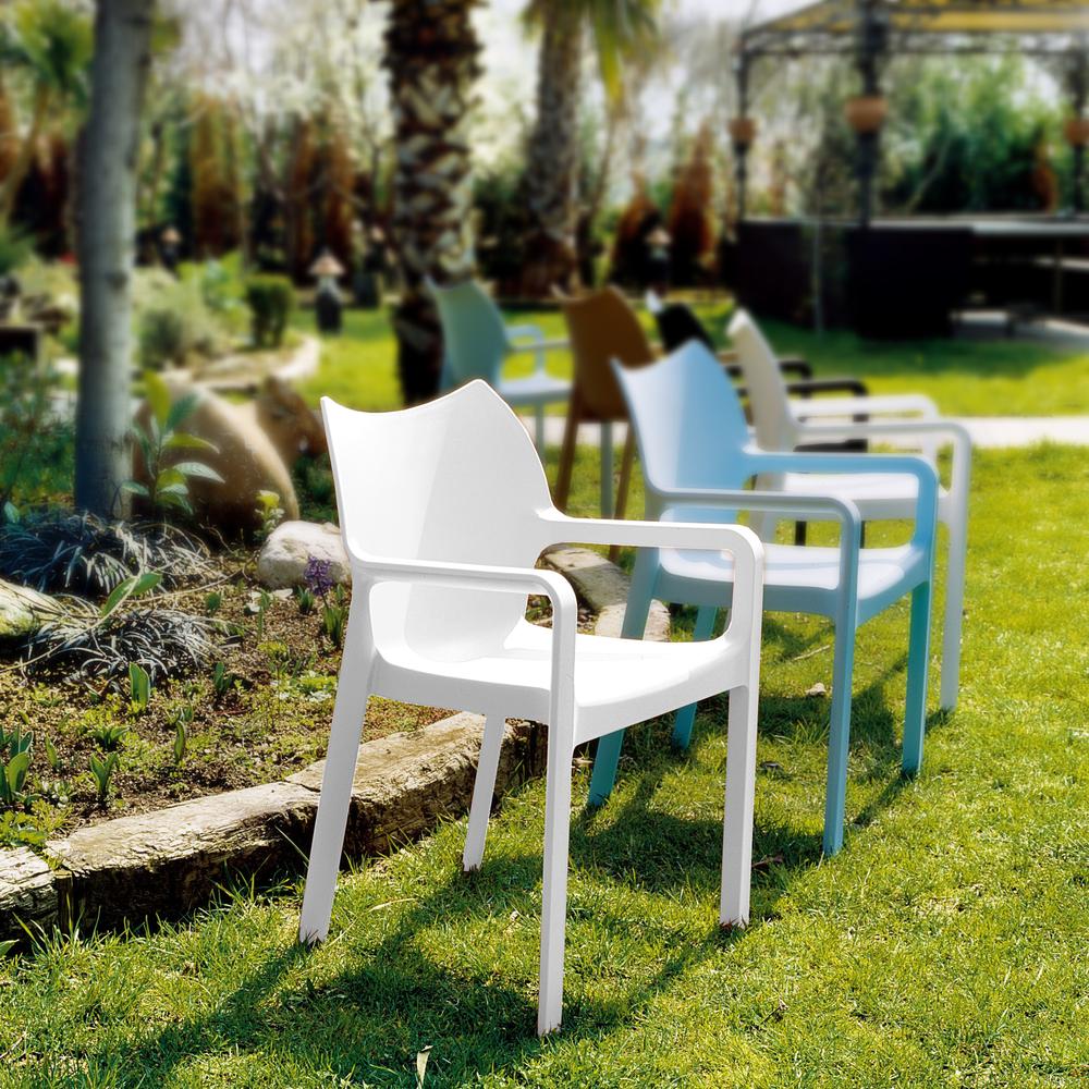 Diva Resin Outdoor Dining Arm Chair White, set of 2. Picture 4