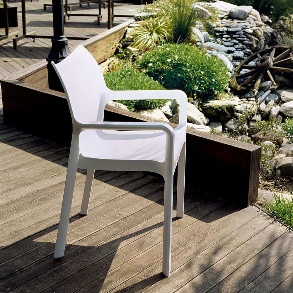 Diva Resin Outdoor Dining Arm Chair White, set of 2. Picture 5
