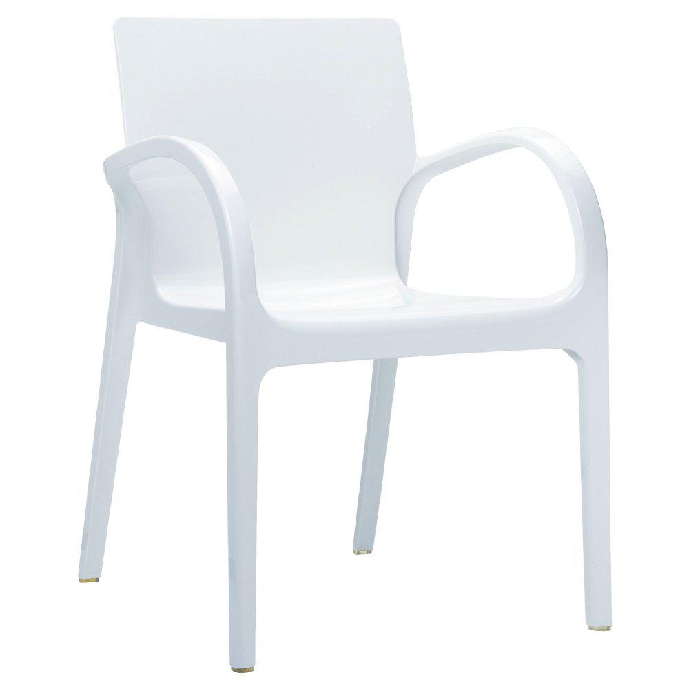 Dejavu Polycarbonate Arm Chair Glossy White Set of 4. Picture 1