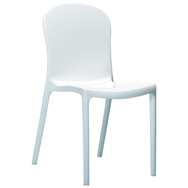 Victoria Polycarbonate Modern Dining Chair Glossy White, Set of 2. The main picture.