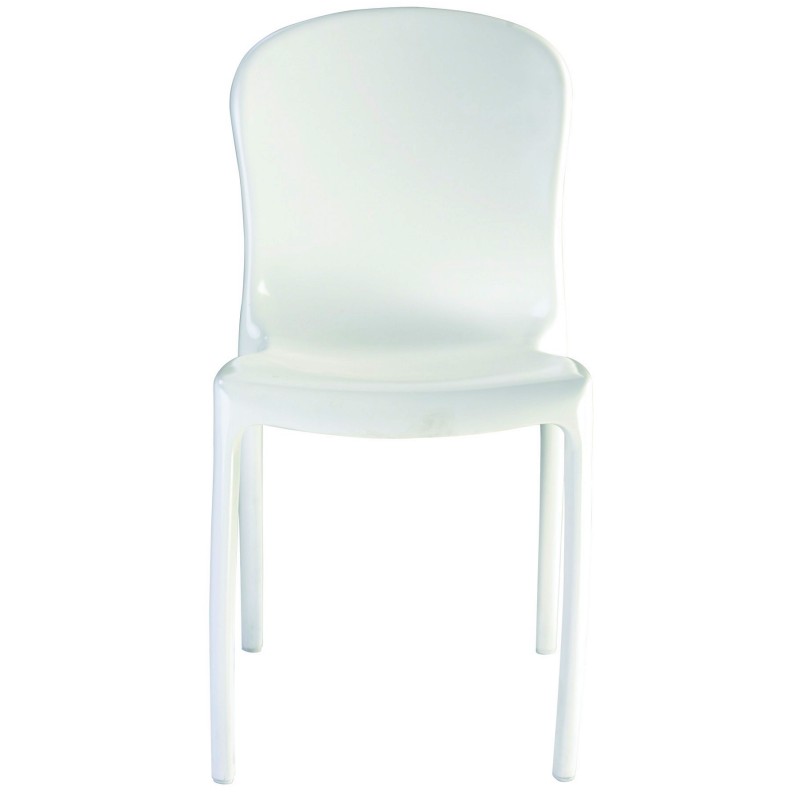 Victoria Polycarbonate Modern Dining Chair Glossy White, Set of 2. Picture 2