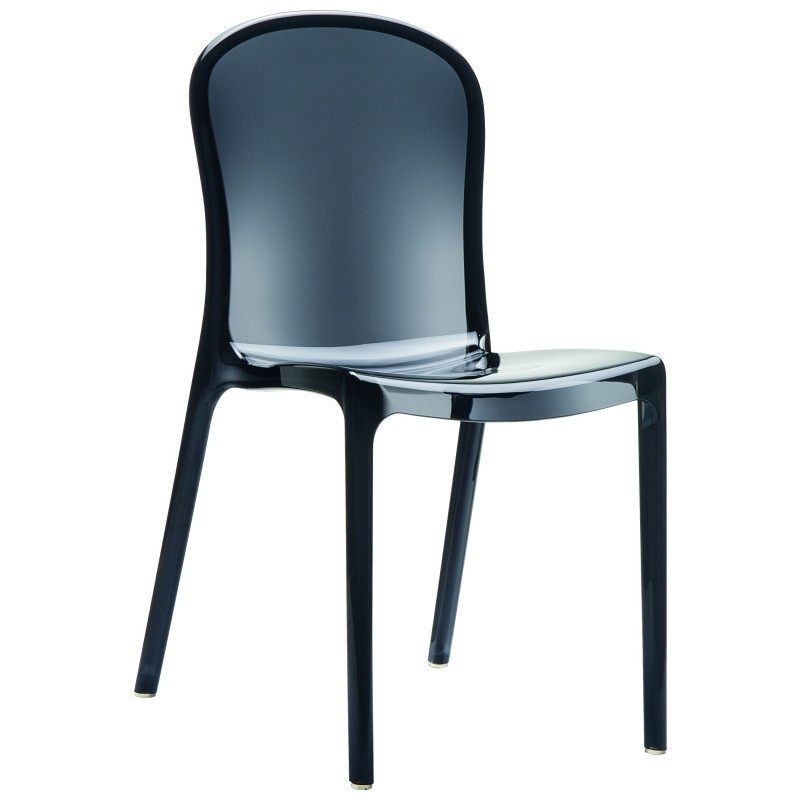 Polycarbonate Modern Dining Chair Transparent Black, Set of 2. Picture 1