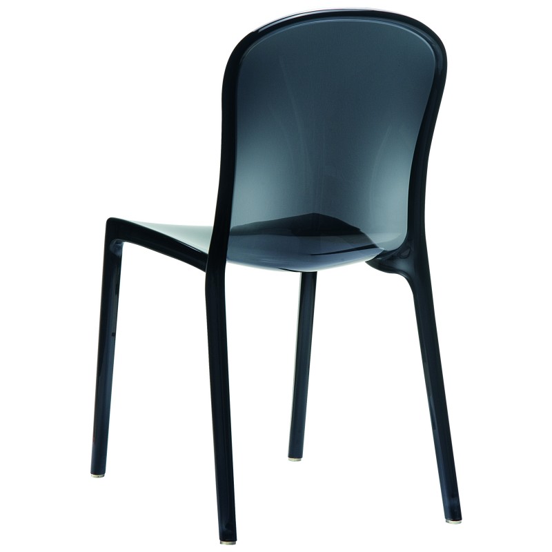 Polycarbonate Modern Dining Chair Transparent Black, Set of 2. Picture 4
