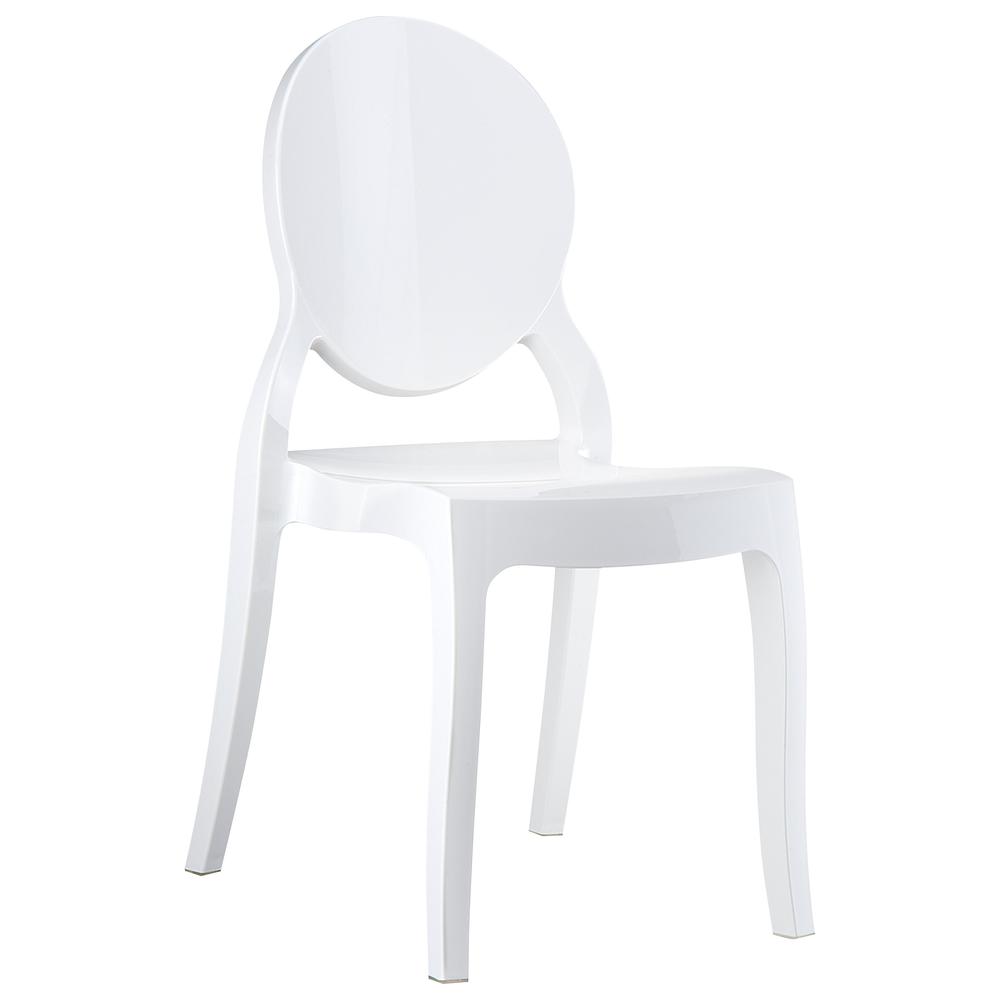 Elizabeth Polycarbonate Dining Chair Glossy White, Set of 2. Picture 1