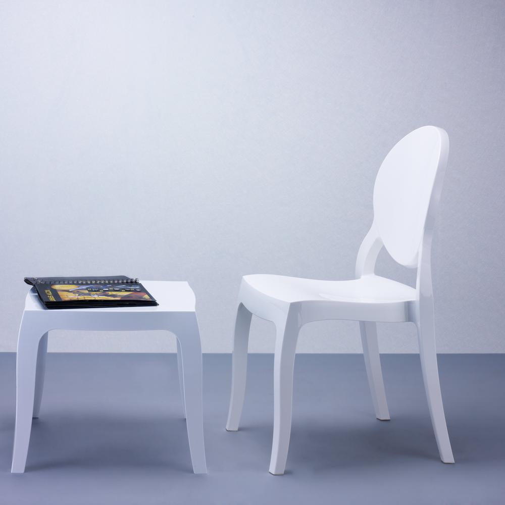 Elizabeth Polycarbonate Dining Chair Glossy White, Set of 2. Picture 4