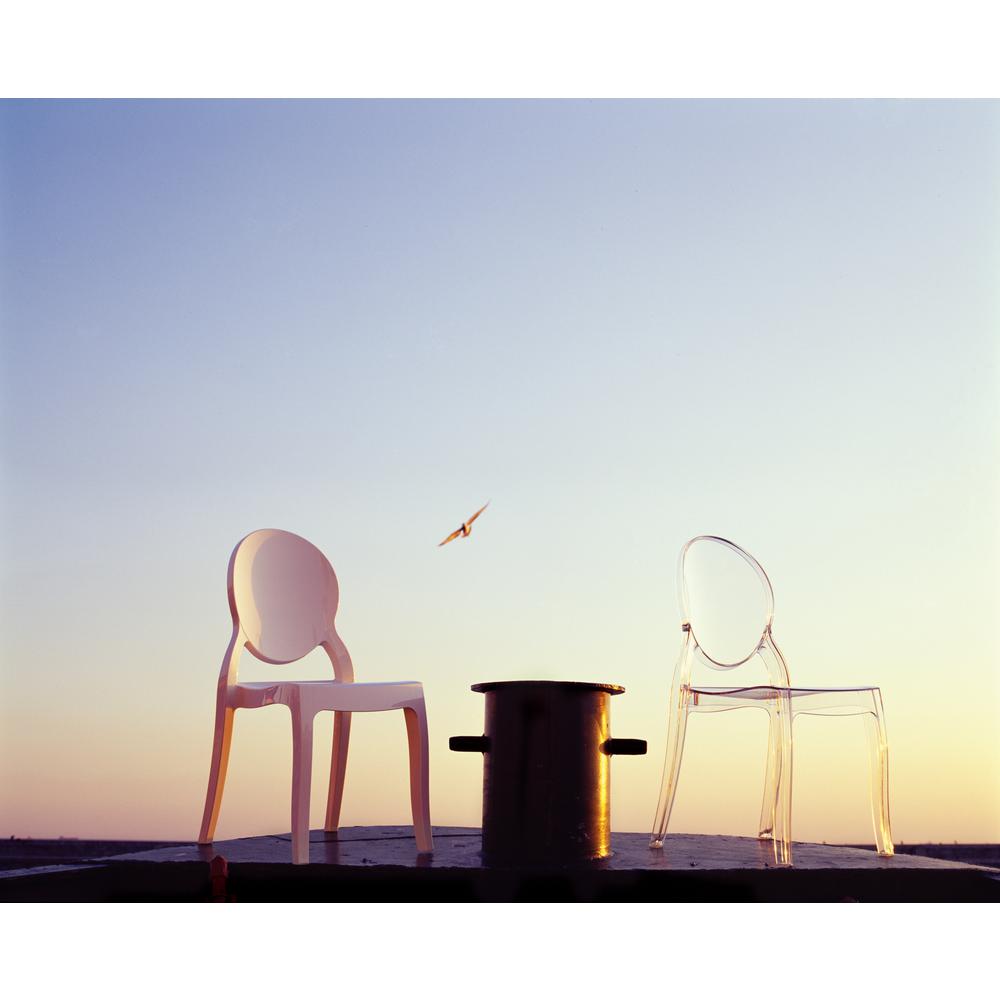 Elizabeth Polycarbonate Dining Chair Glossy White, Set of 2. Picture 5