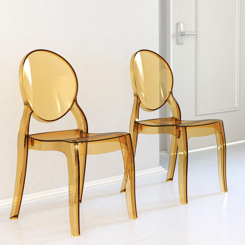 Elizabeth Polycarbonate Dining Chair Transparent Amber, Set of 2. Picture 4