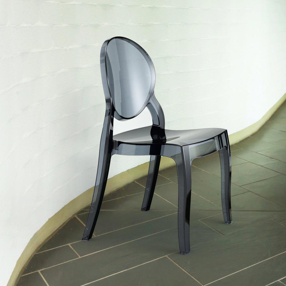 Elizabeth Polycarbonate Dining Chair Transparent Black, Set of 2. Picture 4
