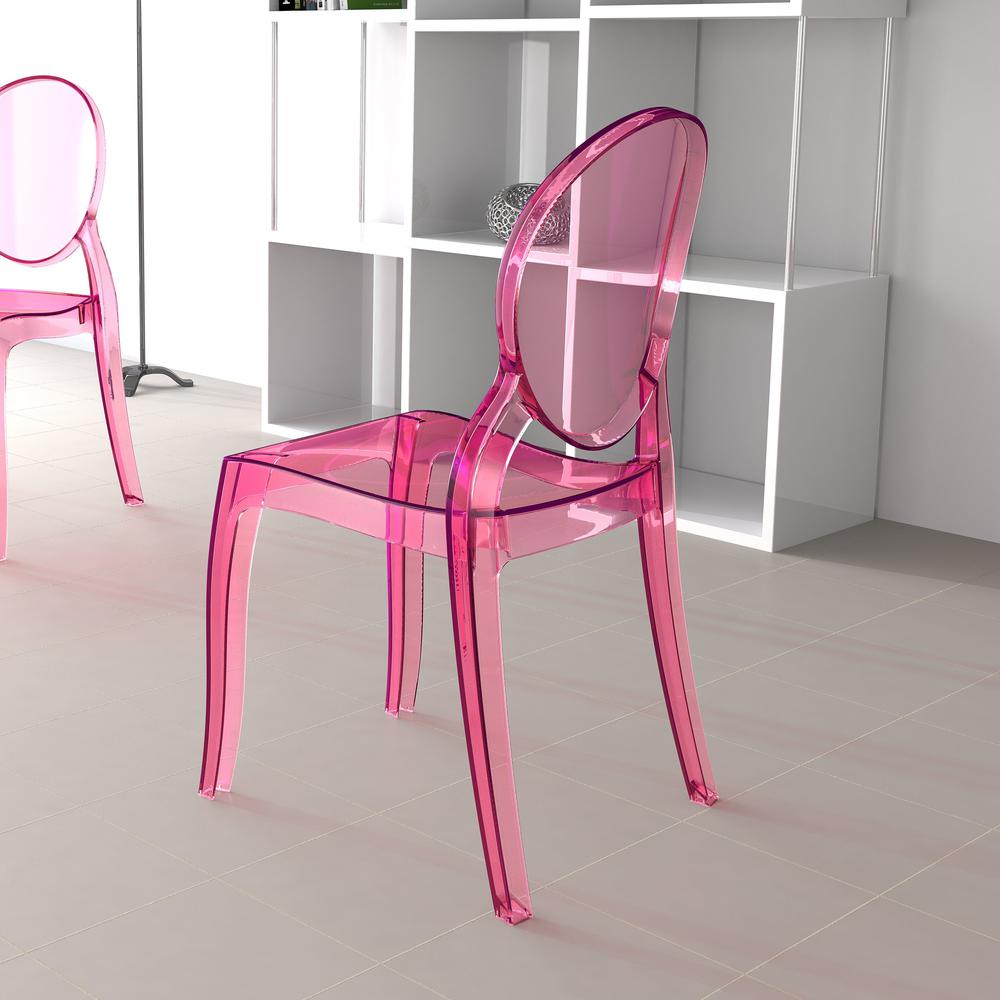 Polycarbonate Dining Chair, Set of 2, Transparent Pink, Belen Kox. Picture 4