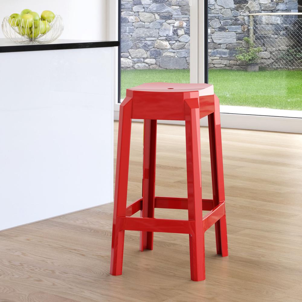 Fox Polycarbonate Counter Stool Glossy Red, Set of 2. Picture 2