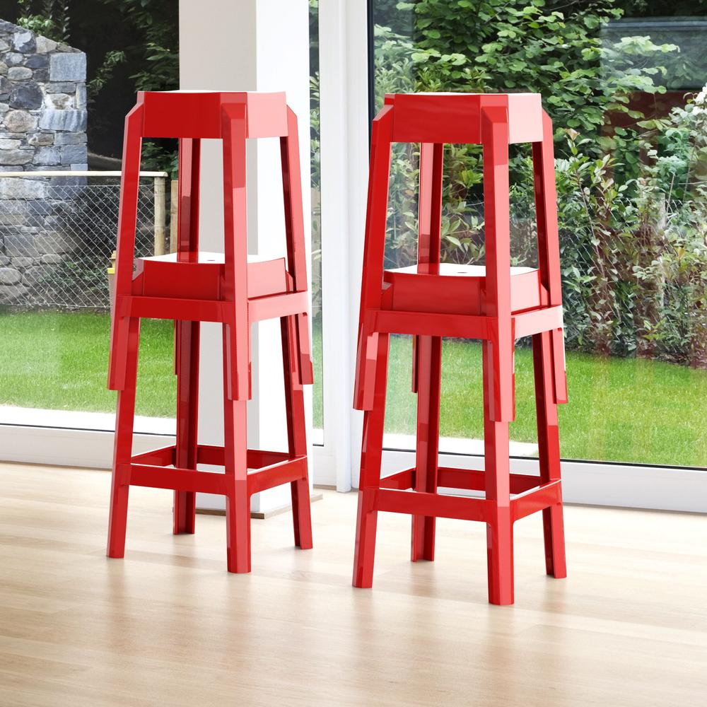 Fox Polycarbonate Counter Stool Glossy Red, Set of 2. Picture 3
