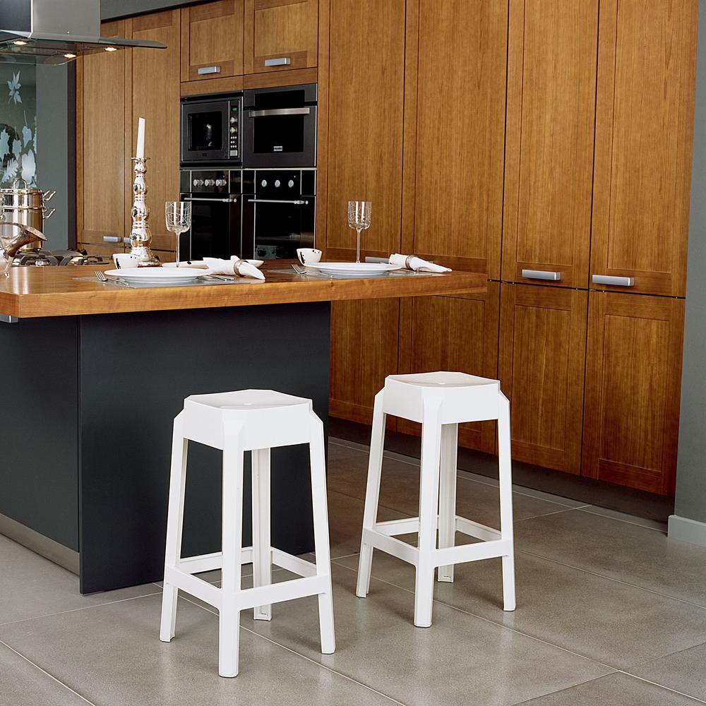 Fox Polycarbonate Counter Stool Glossy White, Set of 2. Picture 2