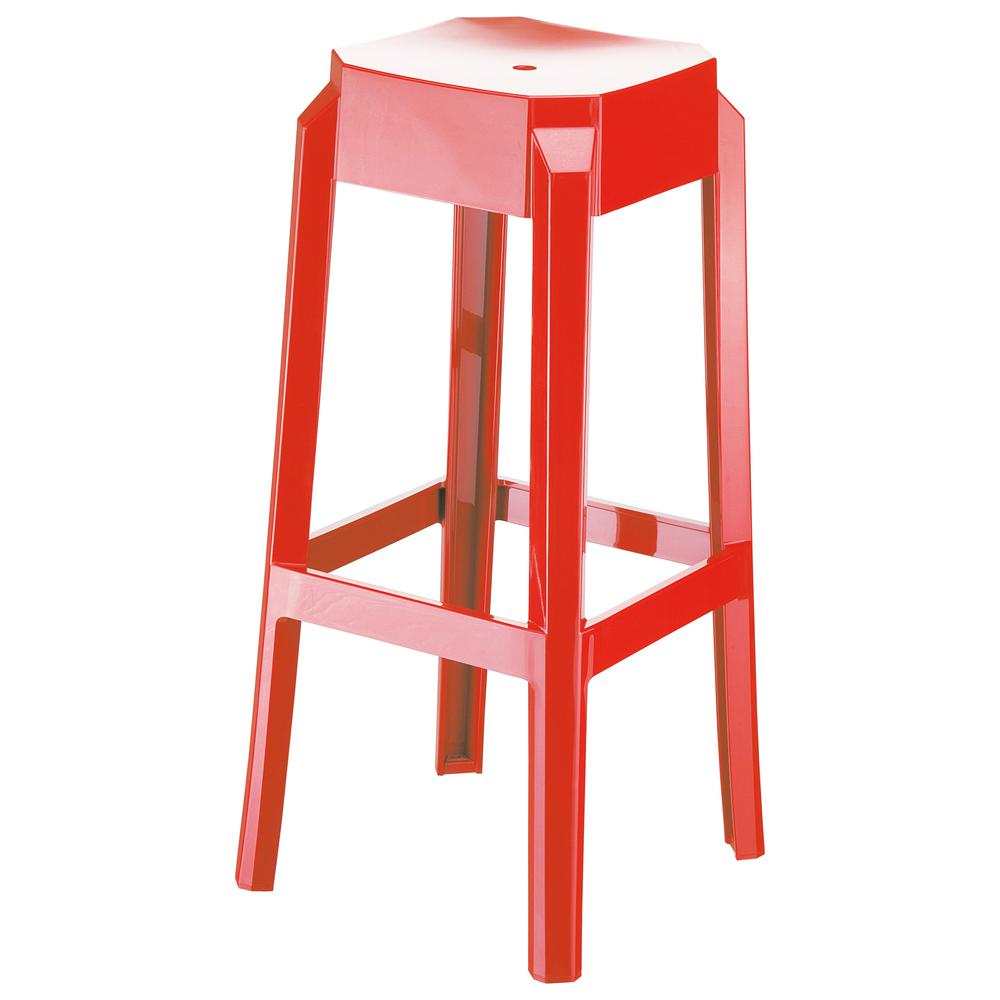 Fox Polycarbonate Bar Stool Glossy Red, Set of 2. Picture 1