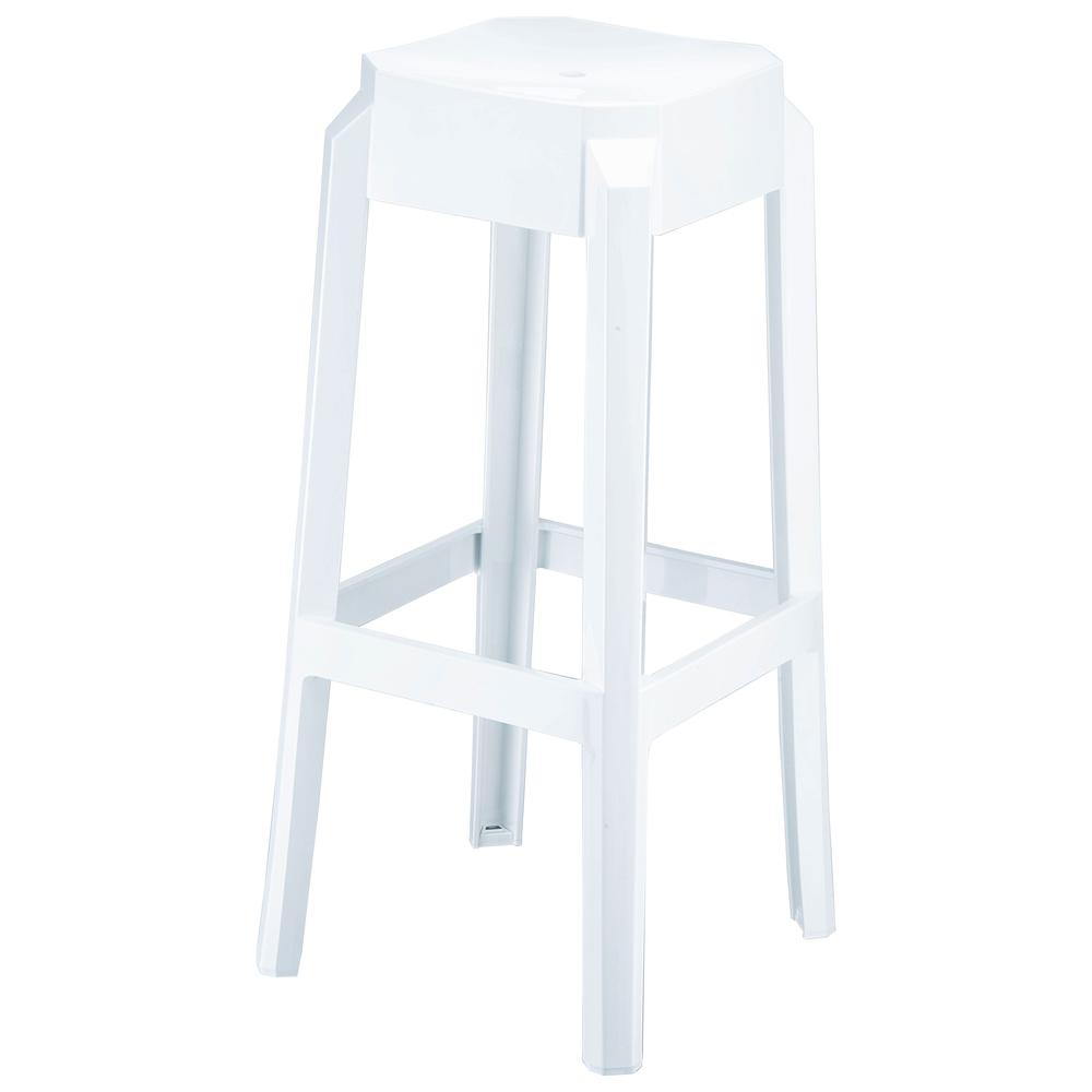 Polycarbonate Bar Stool, Set of 2, Glossy White, Belen Kox. Picture 1