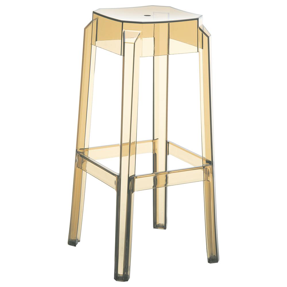 Fox Polycarbonate Bar Stool Transparent Amber, Set of 2. Picture 1