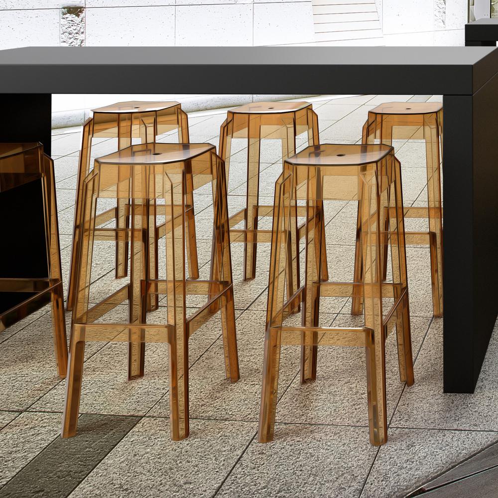 Fox Polycarbonate Bar Stool Transparent Amber, Set of 2. Picture 4
