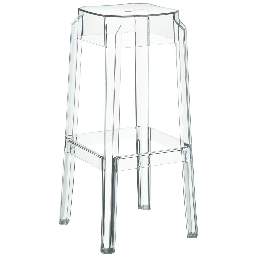 Fox Polycarbonate Bar Stool Clear Transparent, Set of 2. Picture 1