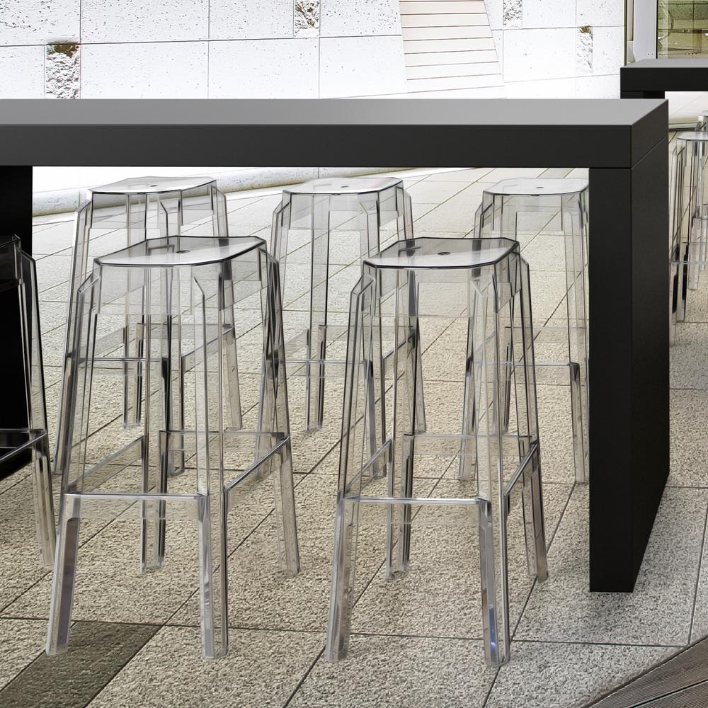 Fox Polycarbonate Bar Stool Clear Transparent, Set of 2. Picture 2