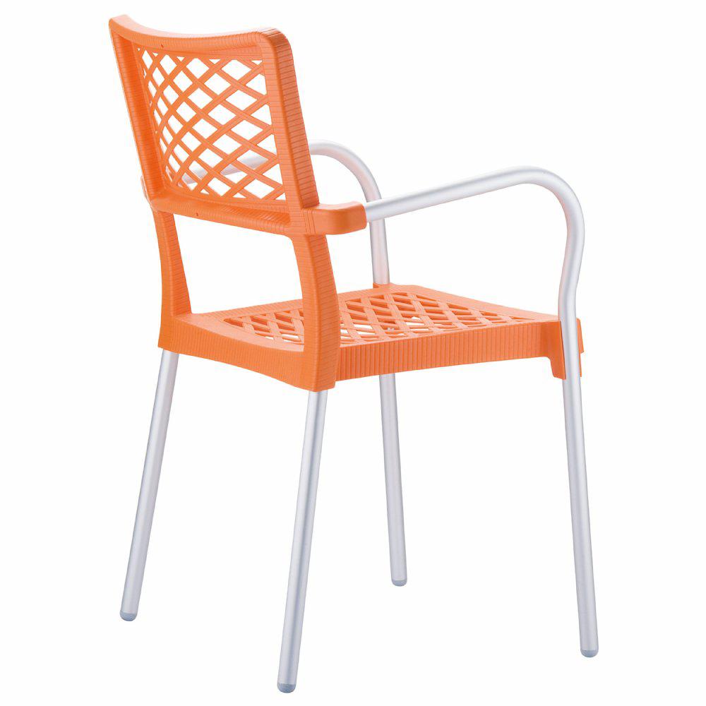 Bella Resin Dining Arm Chair Orange Set of 4. Picture 2