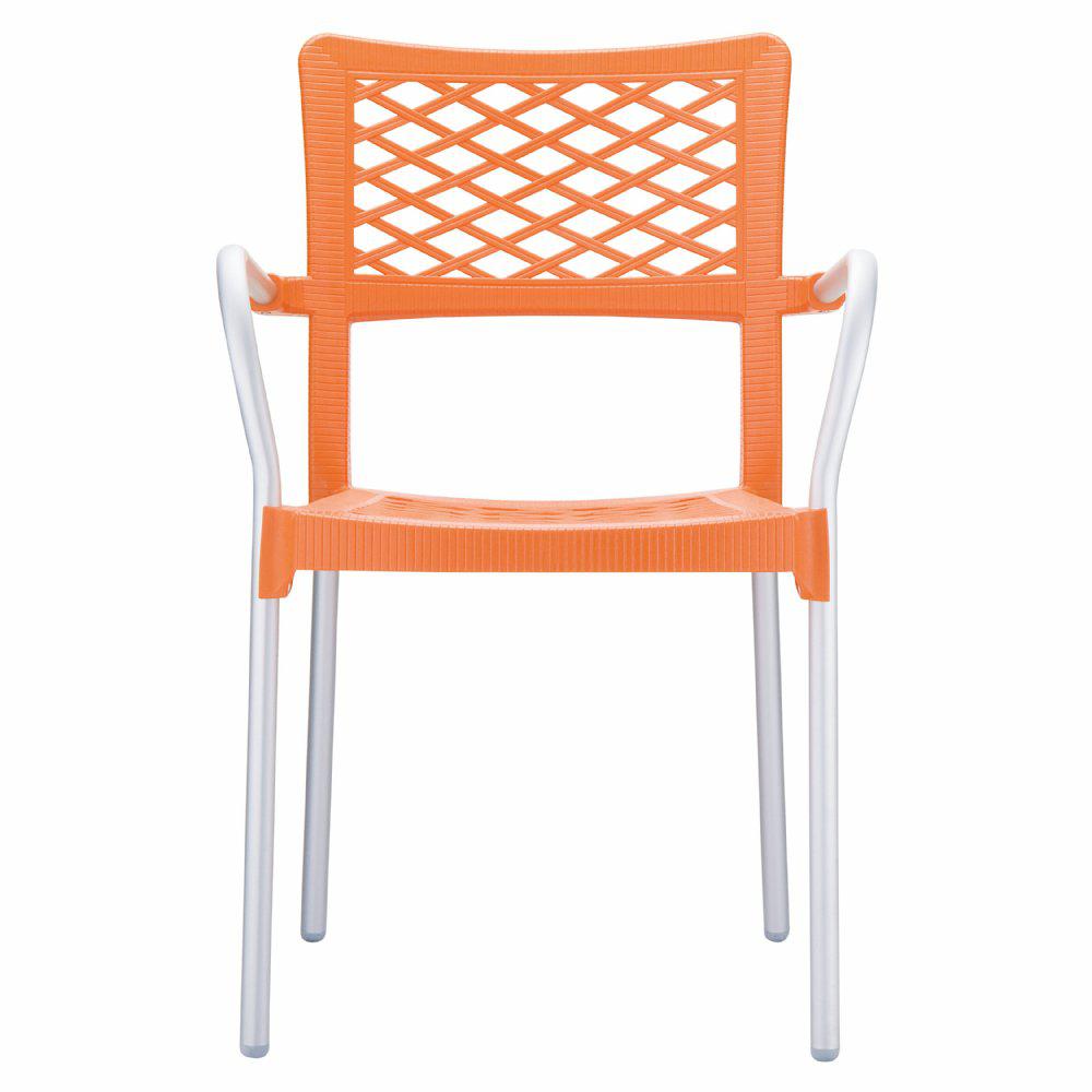 Bella Resin Dining Arm Chair Orange Set of 4. Picture 3