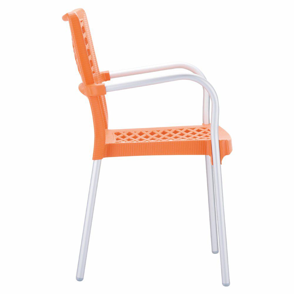 Bella Resin Dining Arm Chair Orange Set of 4. Picture 4