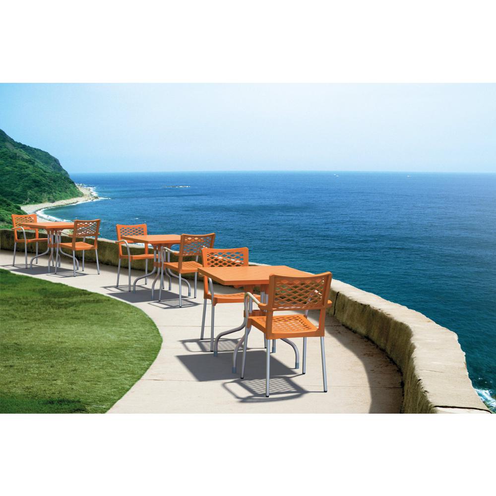 Resin Dining Arm Chair, Set of 4, Orange, Belen Kox. Picture 5