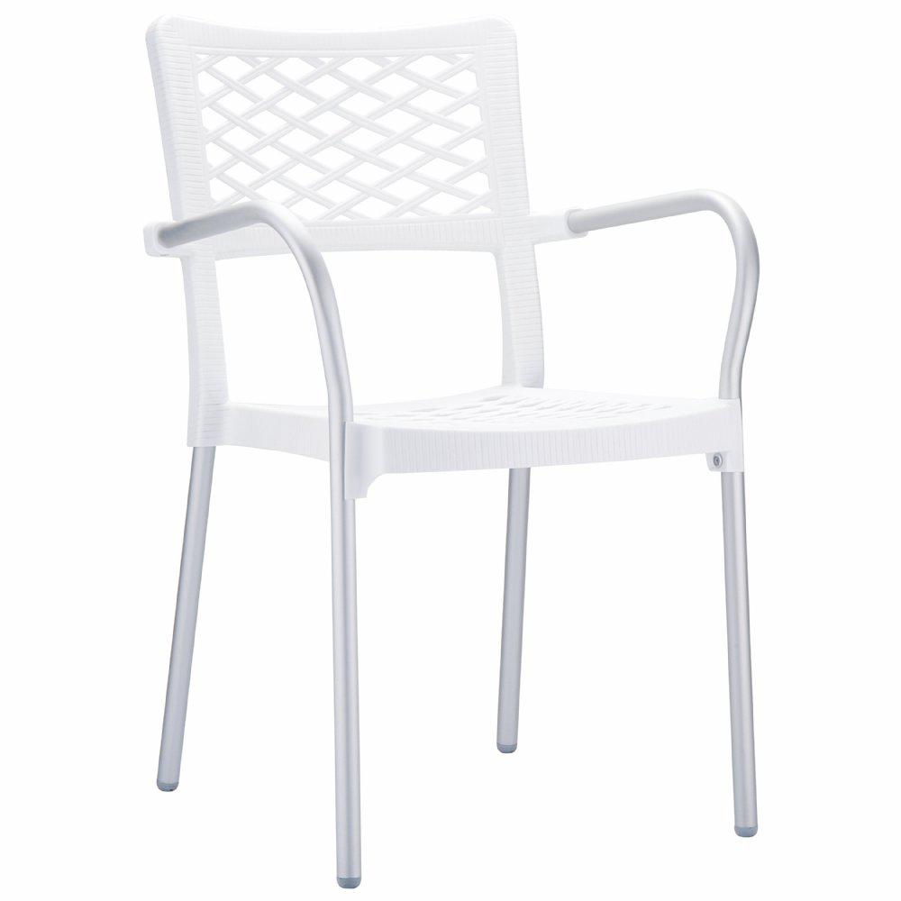 Bella Resin Dining Arm Chair White Set of 4. Picture 1