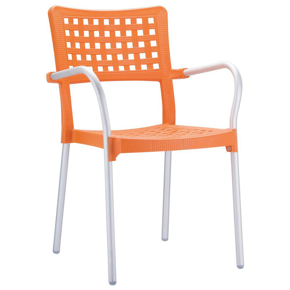Resin Dining Arm Chair, Set of 4, Orange, Belen Kox. Picture 1