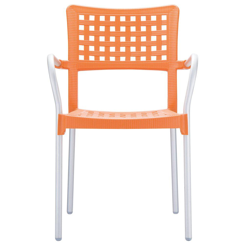 Resin Dining Arm Chair, Set of 4, Orange, Belen Kox. Picture 2