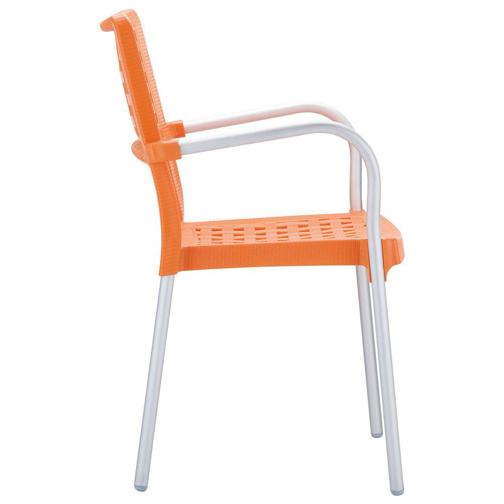 Resin Dining Arm Chair, Set of 4, Orange, Belen Kox. Picture 3
