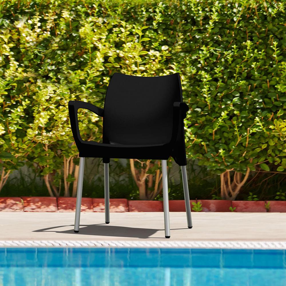 Dolce Resin Outdoor Arm Chair Black, Set of 2. Picture 3