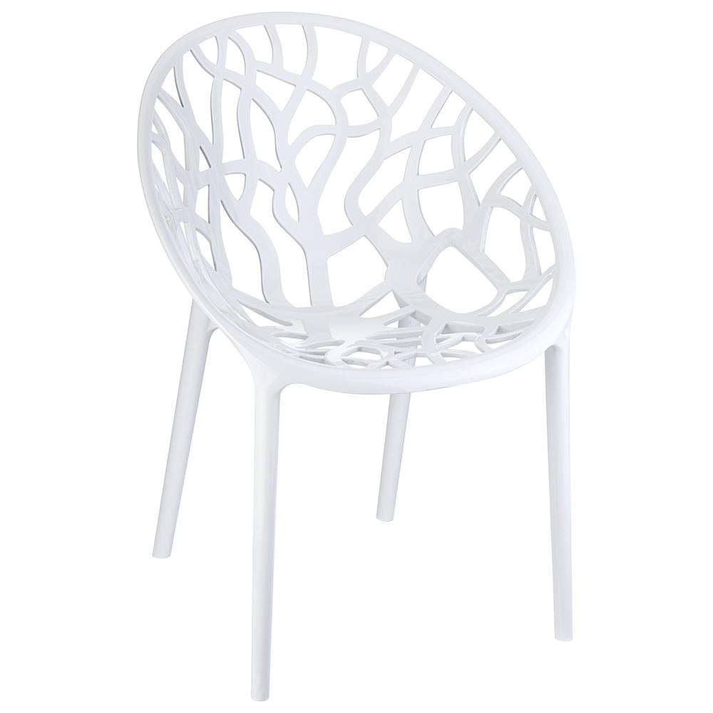 Crystal Polycarbonate Modern Dining Chair Glossy White, set of 2. Picture 1
