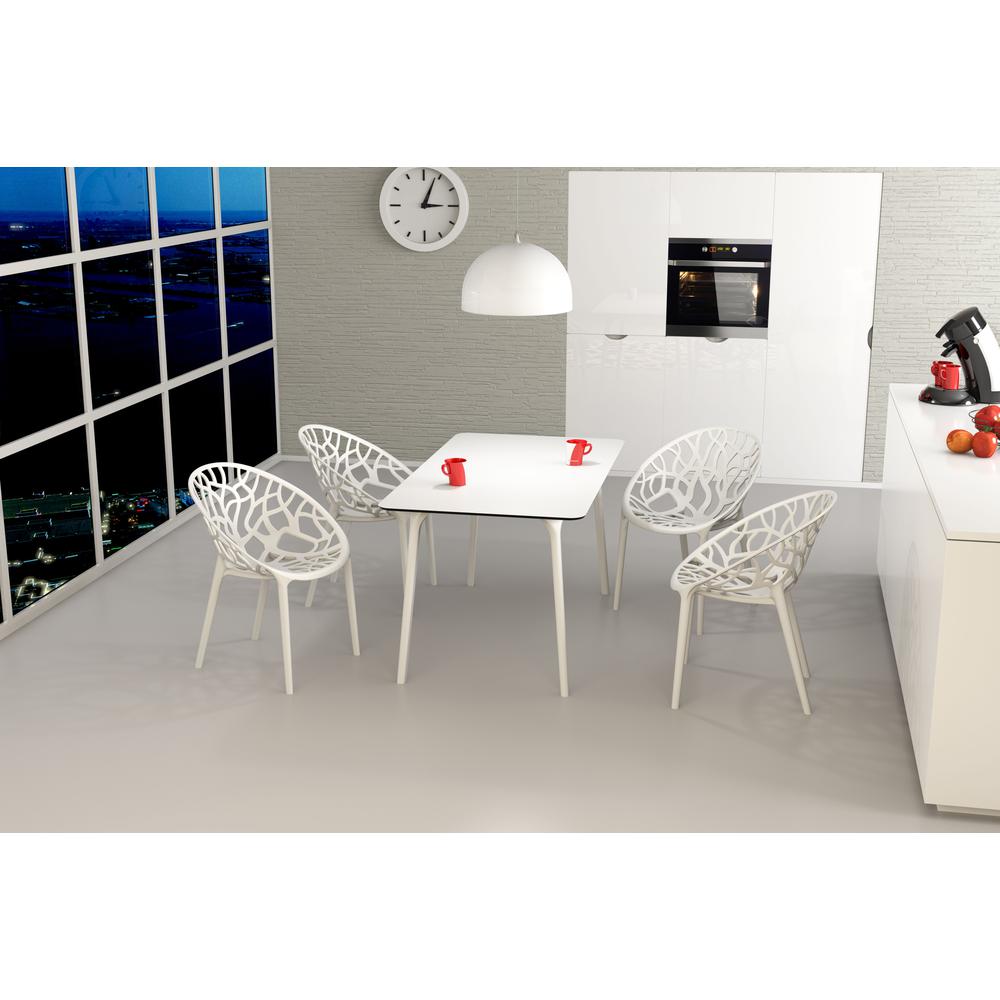 Crystal Polycarbonate Modern Dining Chair Glossy White, set of 2. Picture 9