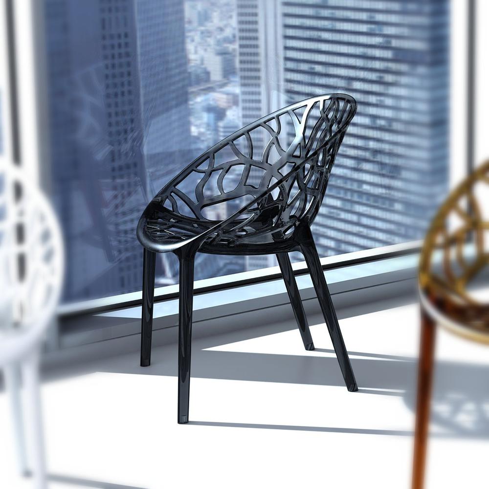 Crystal Polycarbonate Modern Dining Chair Transparent Black, Set of 2. Picture 3