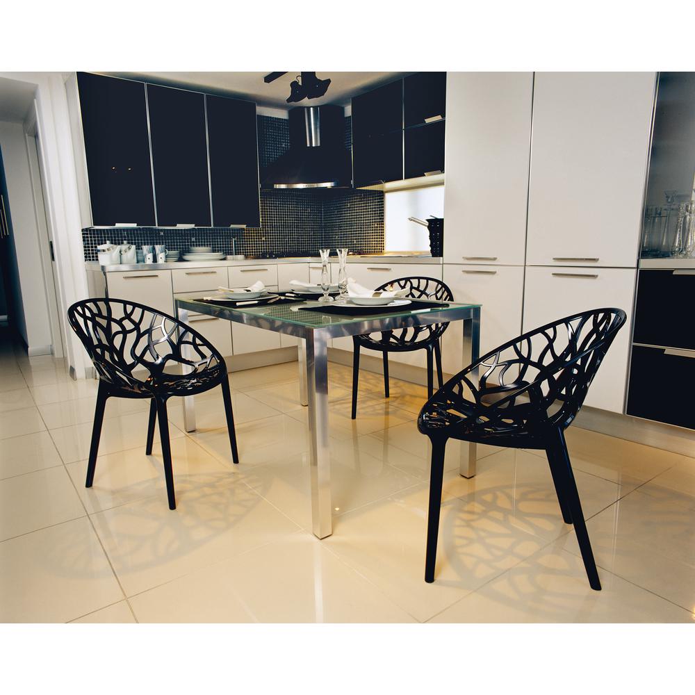 Crystal Polycarbonate Modern Dining Chair Transparent Black, Set of 2. Picture 4