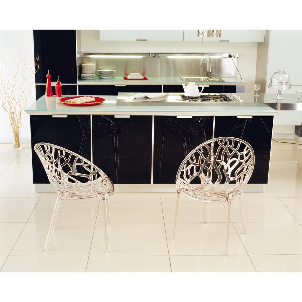 Modern Dining Chair, Set of 2, Transparent, Belen Kox. Picture 5