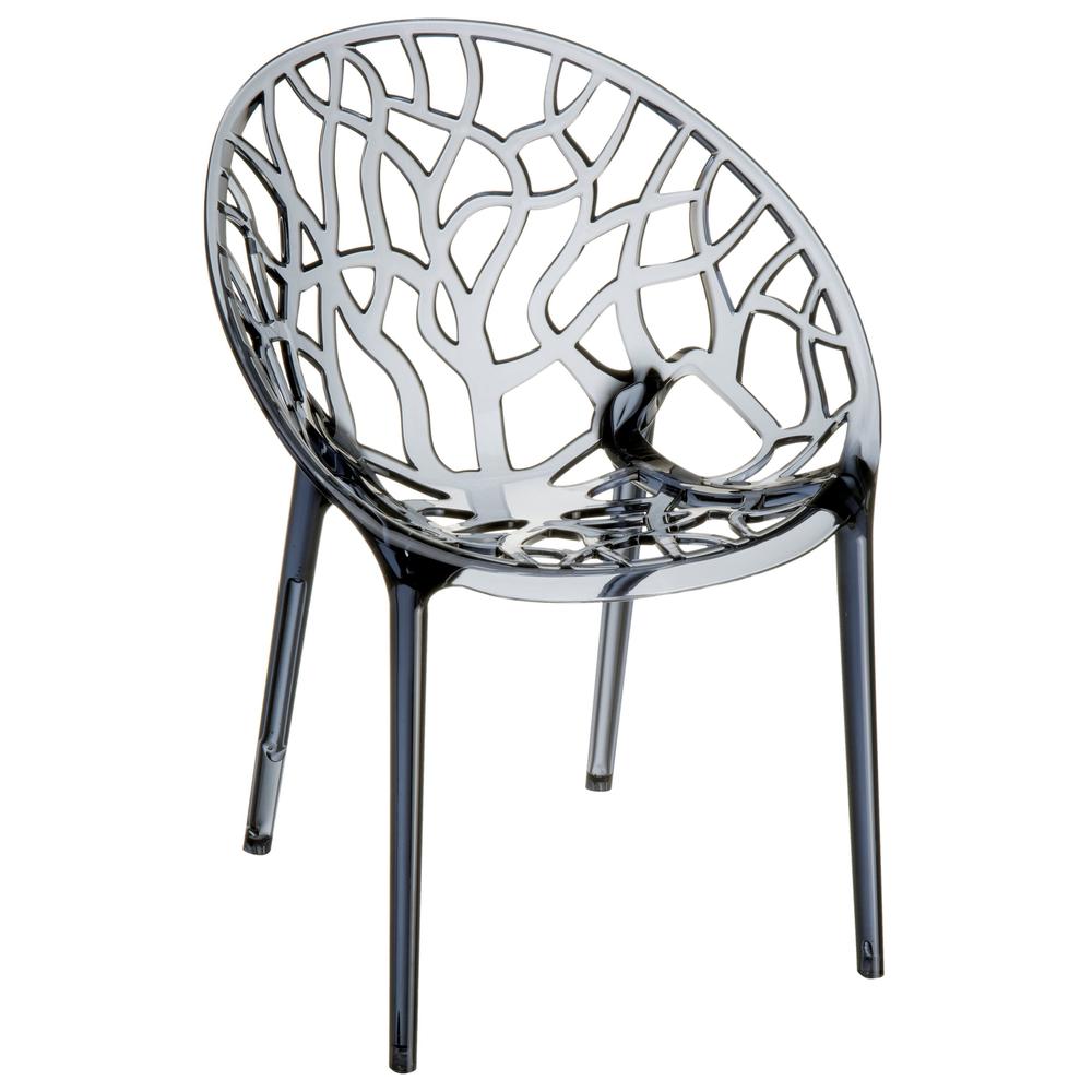 Crystal Polycarbonate Modern Dining Chair Transparent Smoke Gray, Set of 2. The main picture.
