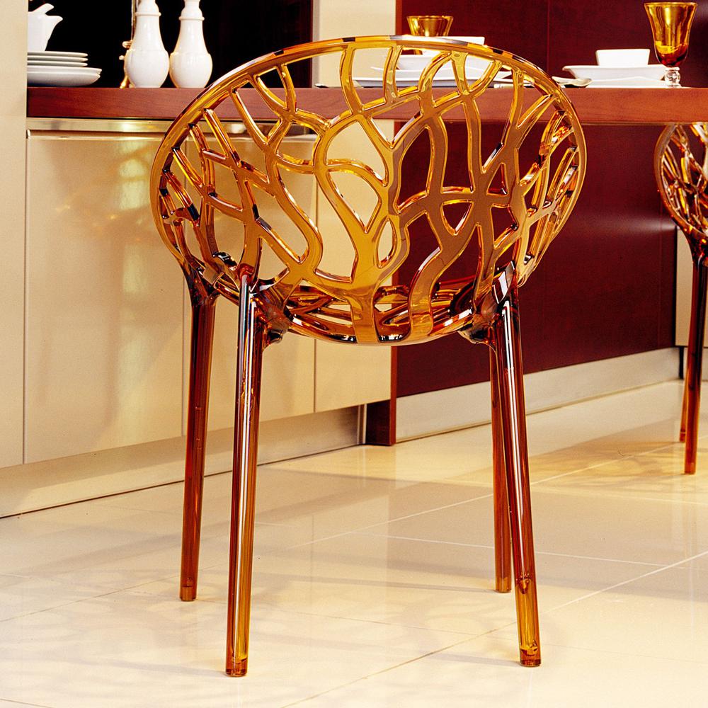 Crystal Dining Chair, Set of 2, Transparent Orange, Belen Kox. Picture 3