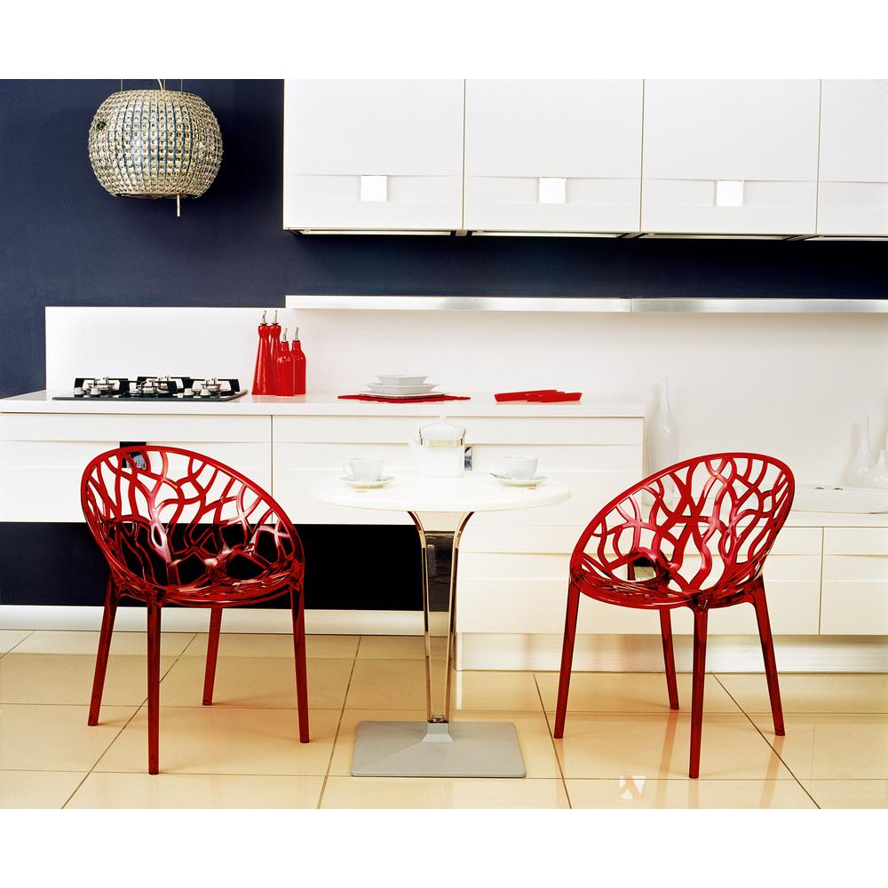 Modern Dining Chair, Set of 2, Transparent Red, Belen Kox. Picture 6