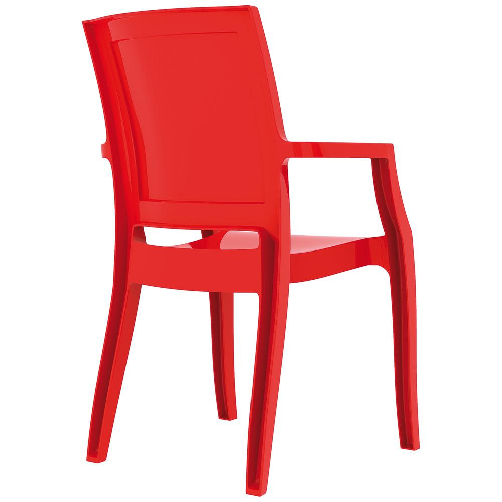 Modern Dining Arm Chair, Set of 4, Glossy Red, Belen Kox. Picture 2
