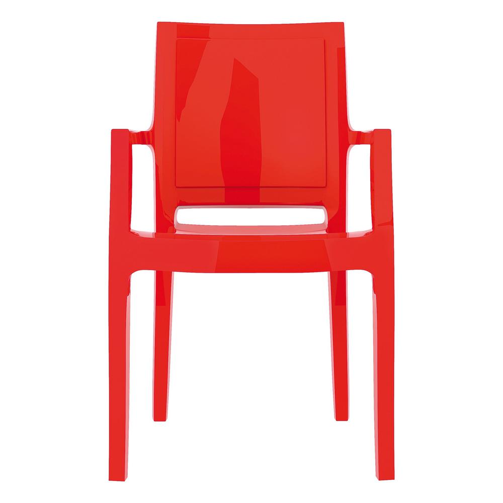 Modern Dining Arm Chair, Set of 4, Glossy Red, Belen Kox. Picture 3