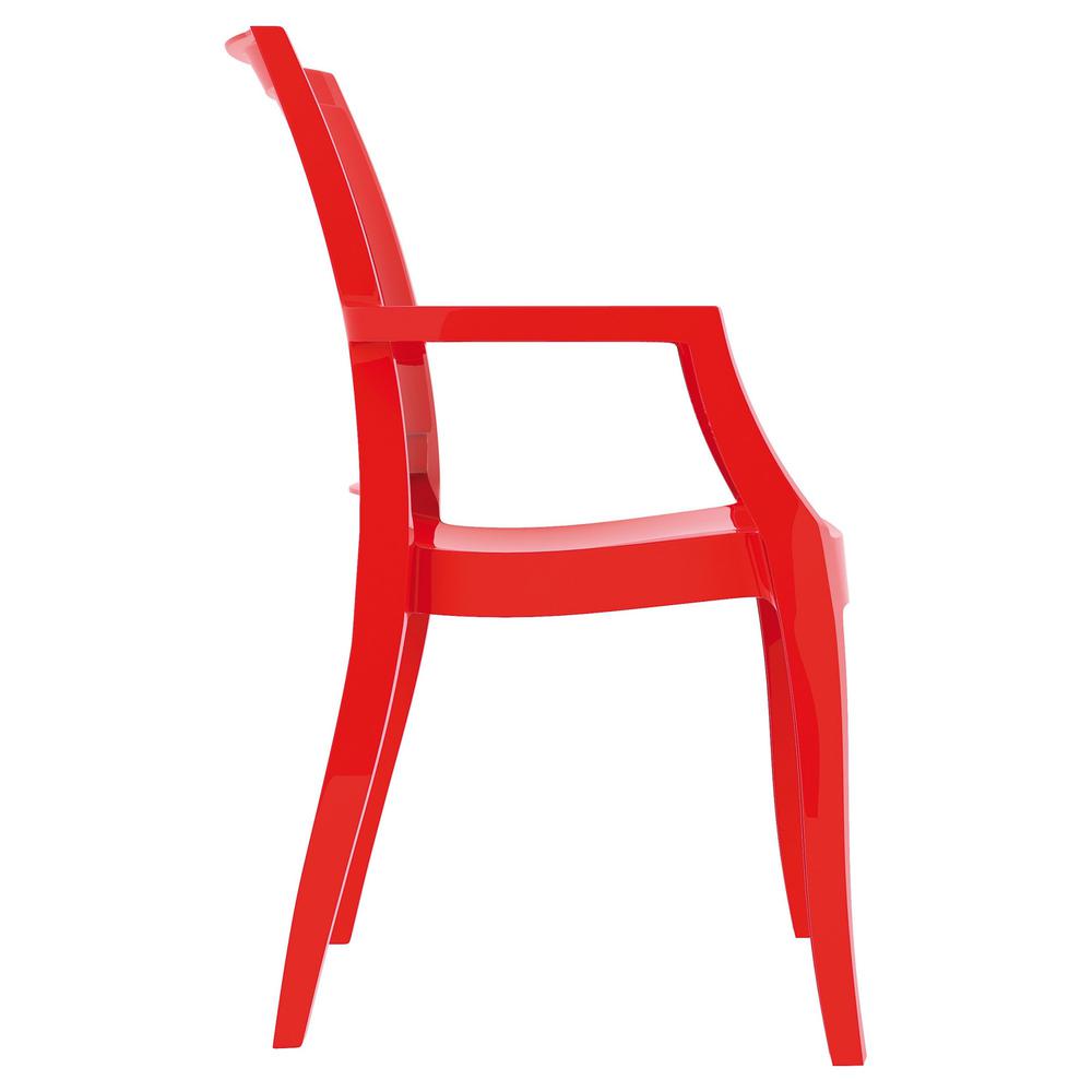 Polycarbonate Modern Dining Chair Glossy Red - Set Of 4. Picture 4