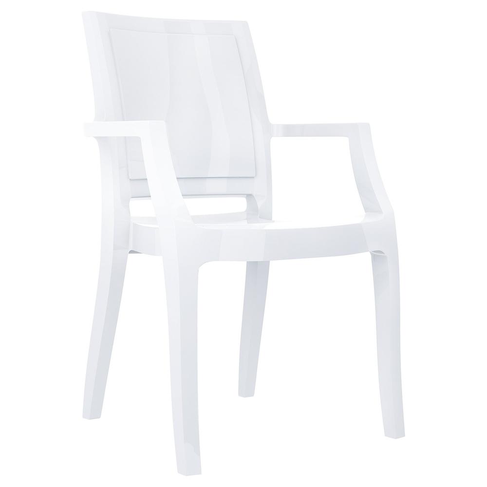 Modern Dining Arm Chair, Set of 4, Glossy White, Belen Kox. Picture 1